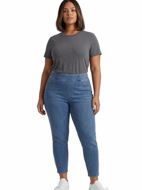 Halara Women's Plus Size Curvy Girl 2X Stretch Pull-On Denim Blue Jeans Casual